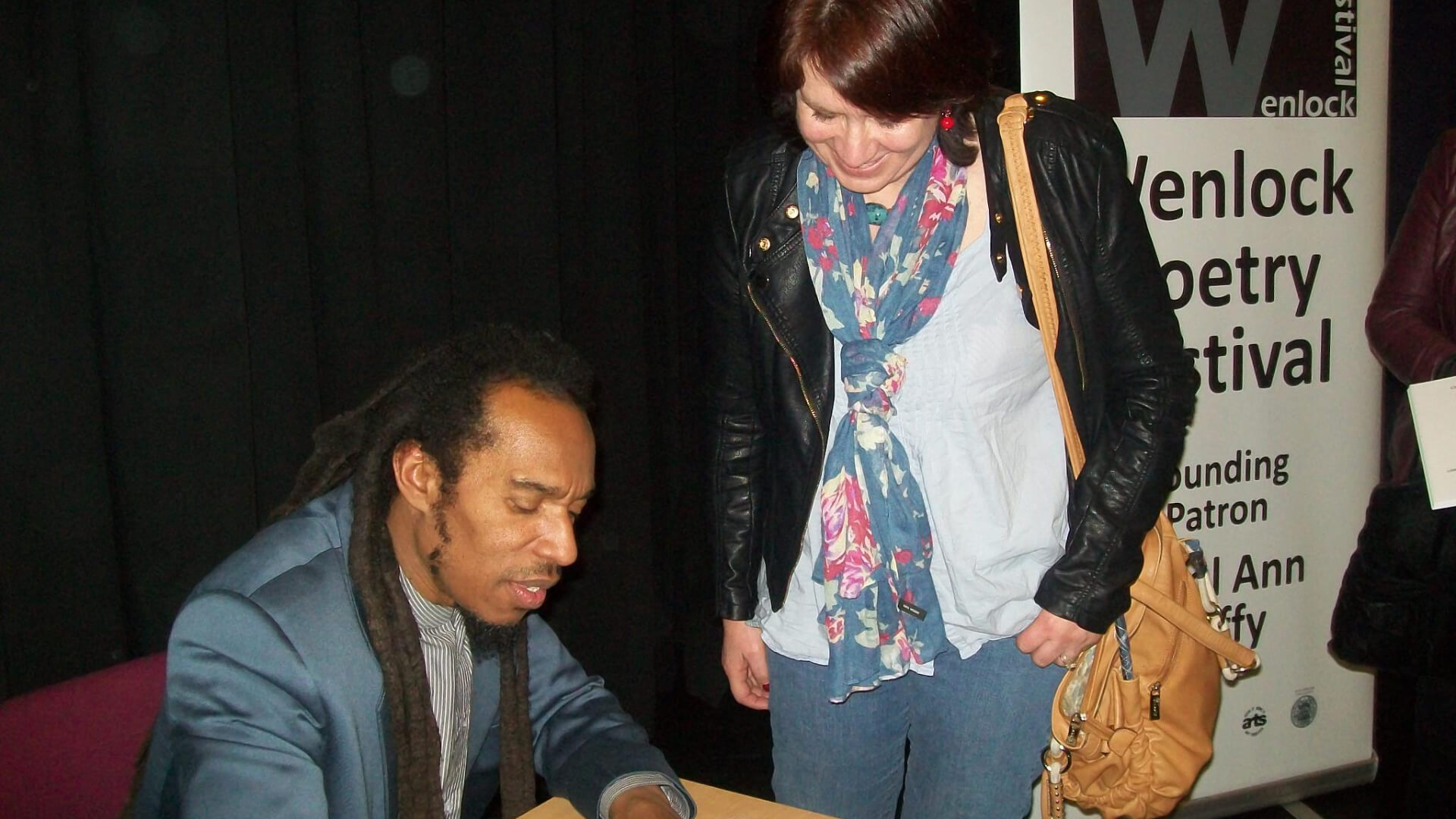 Meeting the poet Benjamin Zephaniah at the Wenlock Poetry Festival